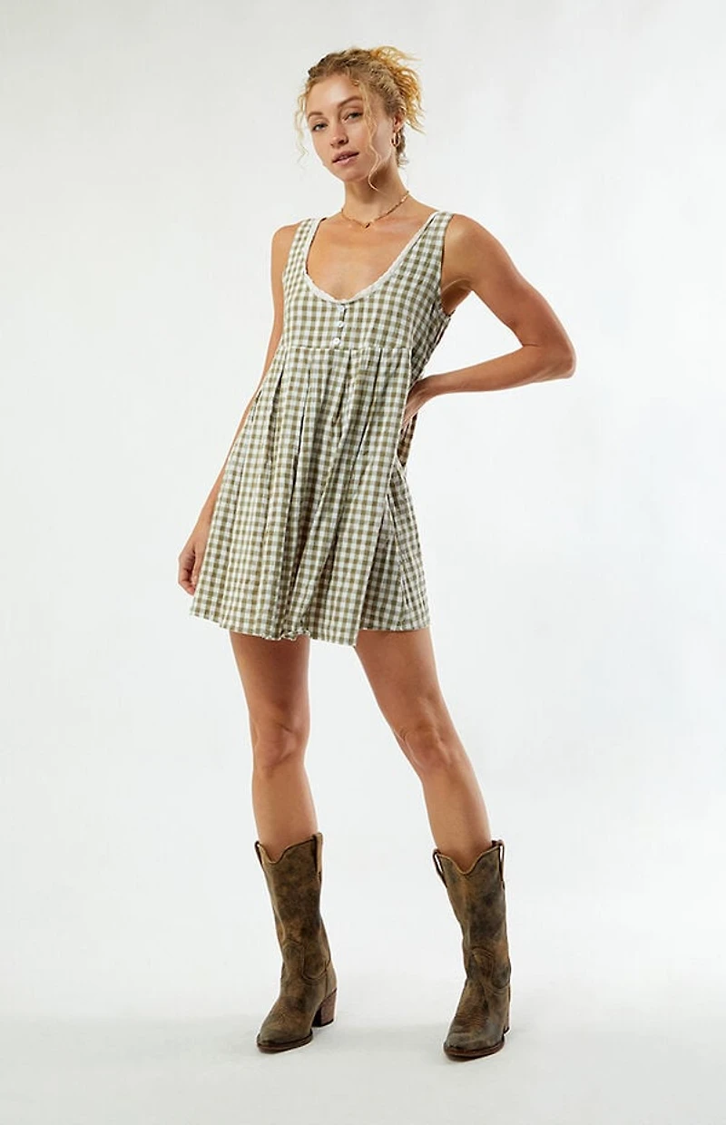 Daisy Street Gingham Mini Babydoll Dress