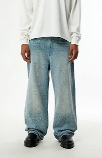 Pacsun Blake Extreme Baggy Jeans Textured Tinted Light Blue