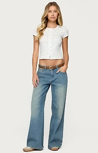 Edikted Graphic Vintage Washed Low Rise Jeans