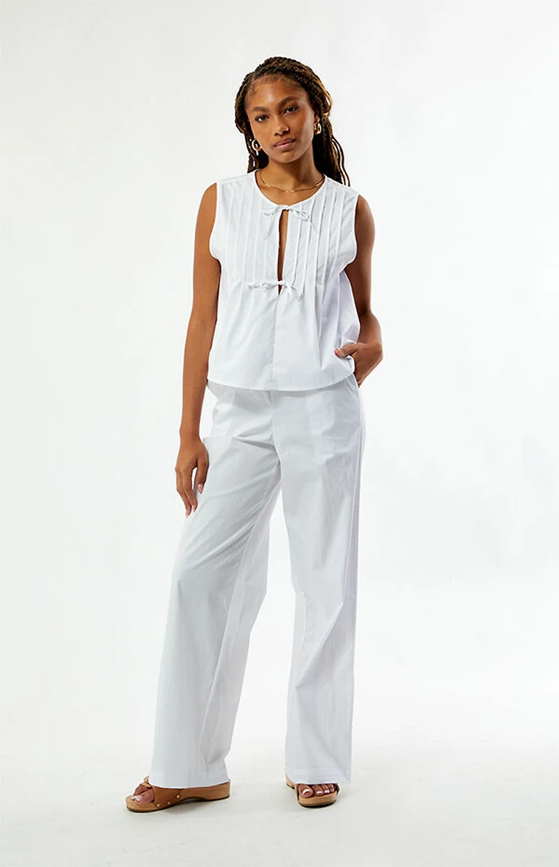 WEWOREWHAT Tie Front Flare Top