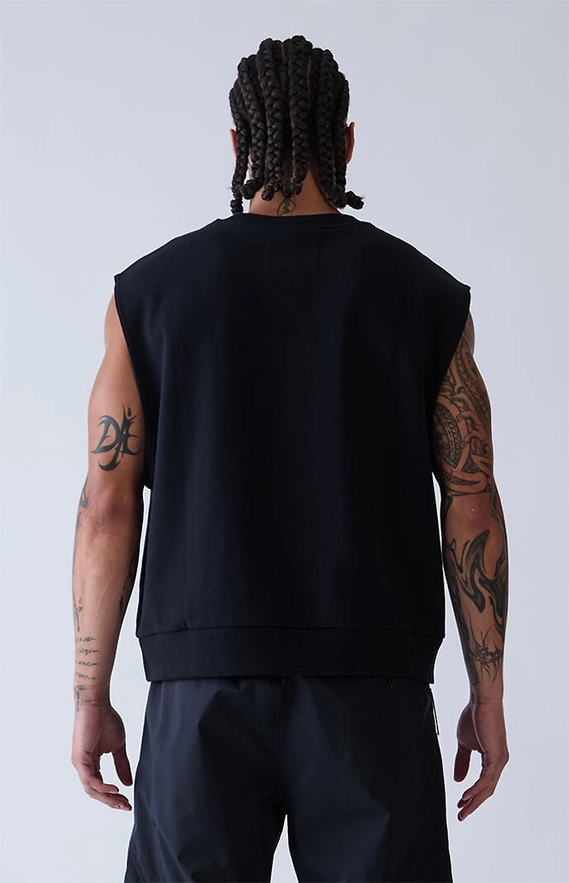 A.R.C. Black Sport Cut Off Muscle Crew Neck Sweatshirt