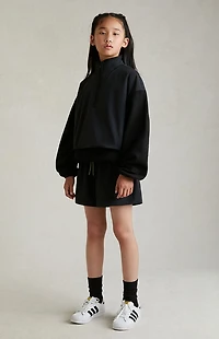 Kids Fear of God ESSENTIALS Black Nylon Fleece Mock Neck Sweatshirt