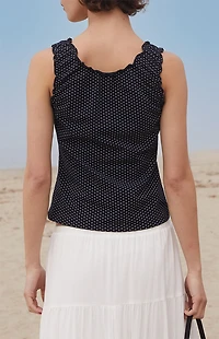 John Galt Black Polka Dot Malena Top