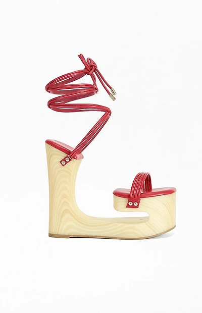 AZALEA WANG Women's Cipriano Red Wedge Heels