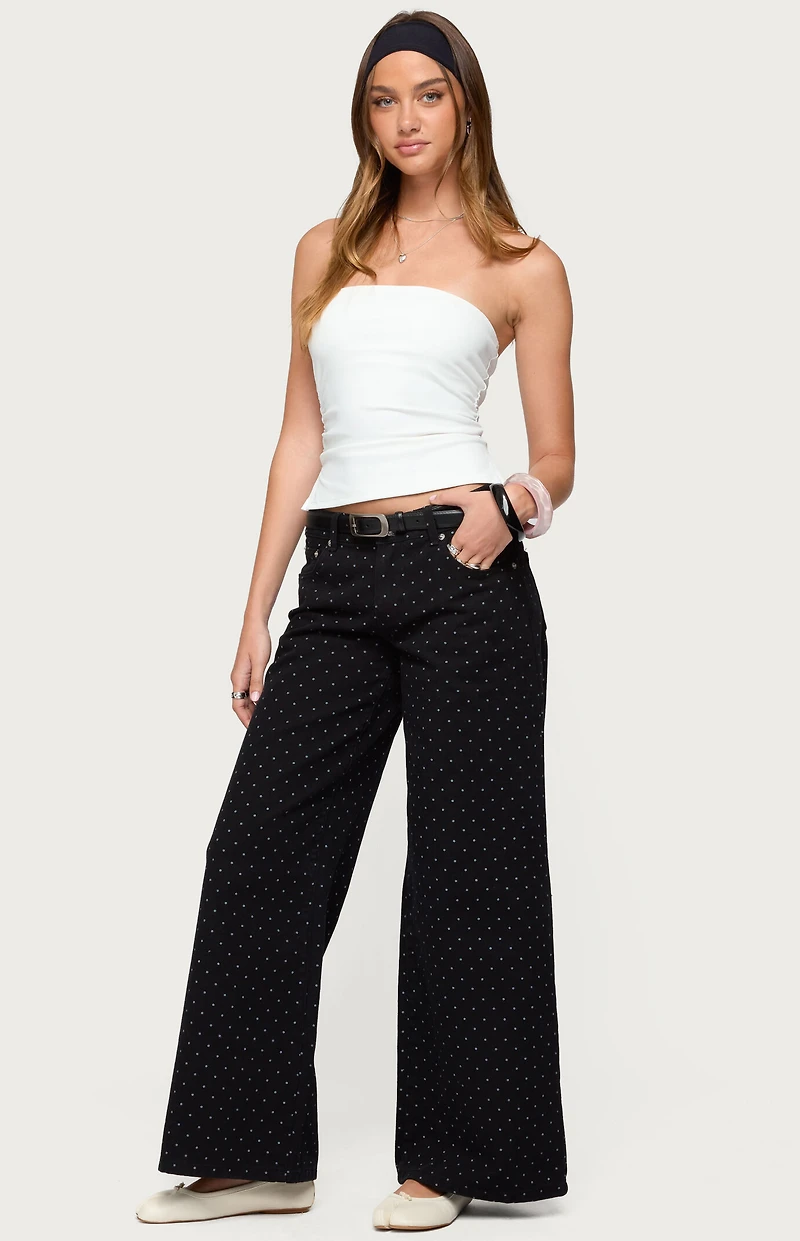 Edikted Misha Polka Dot Baggy Low Rise Jeans