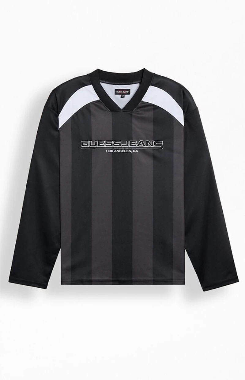 Guess Jeans Striped Long Sleeve Soccer Jersey