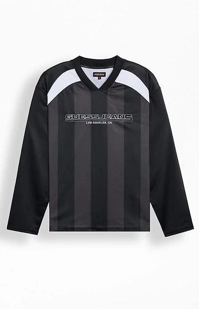 Guess Jeans Striped Long Sleeve Soccer Jersey