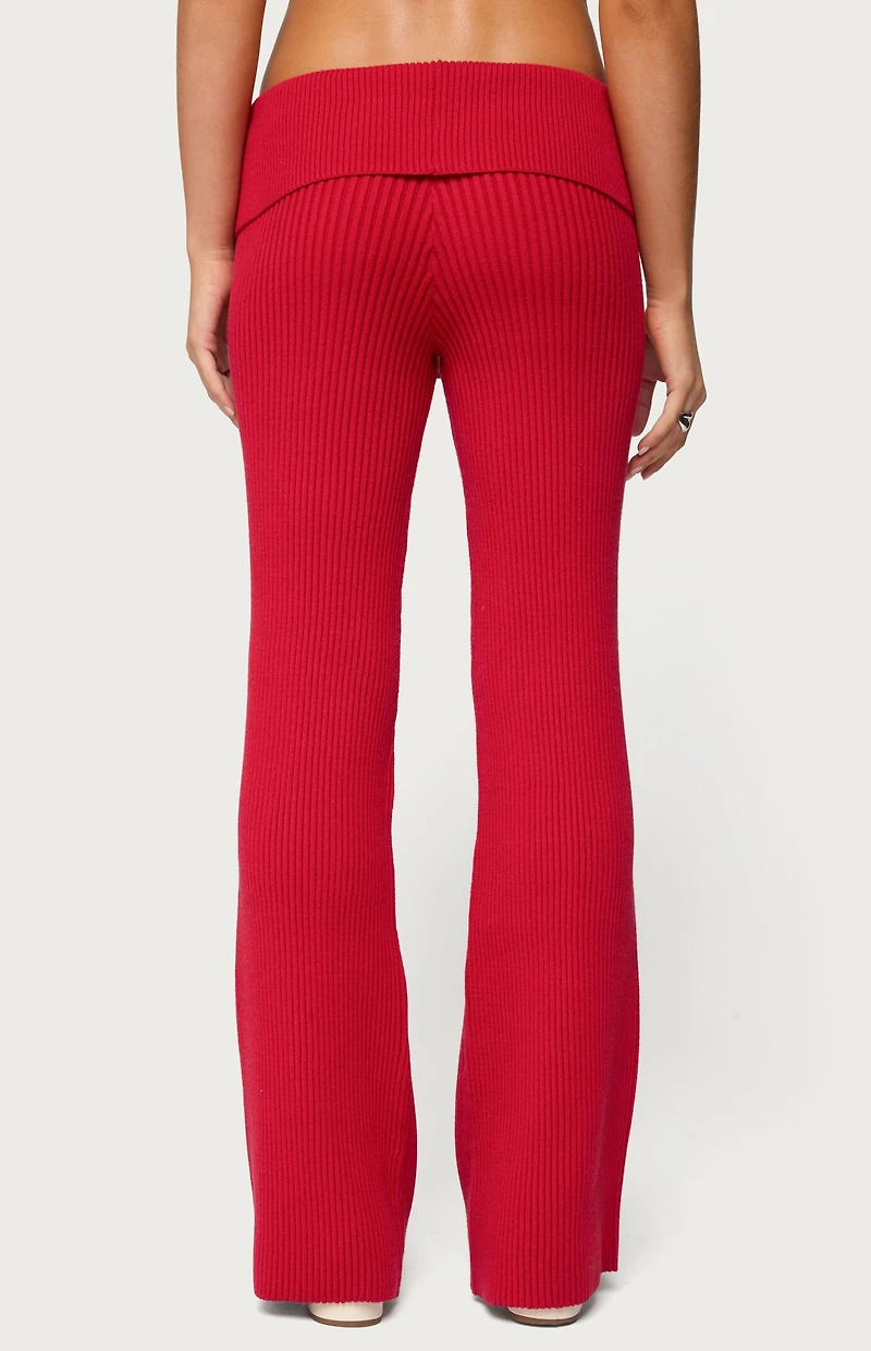 Edikted Adannah Foldover Ribbed Knit Pants