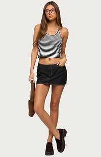 Edikted Velma Striped Ribbed Halter Top
