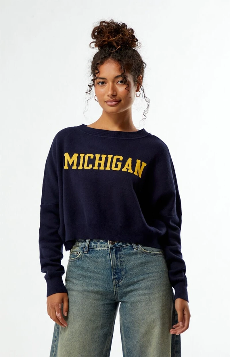HYPE & VICE Michigan Wolverines Ivy Knit Cropped Sweater
