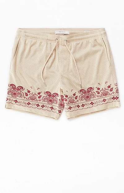 Pacsun Tan Embroidered Mesh Basketball Shorts