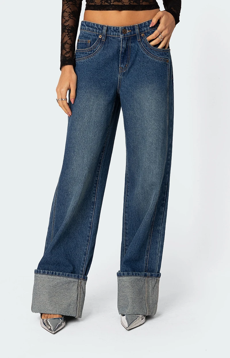 Edikted Vesper Cuffed Low Rise Jeans