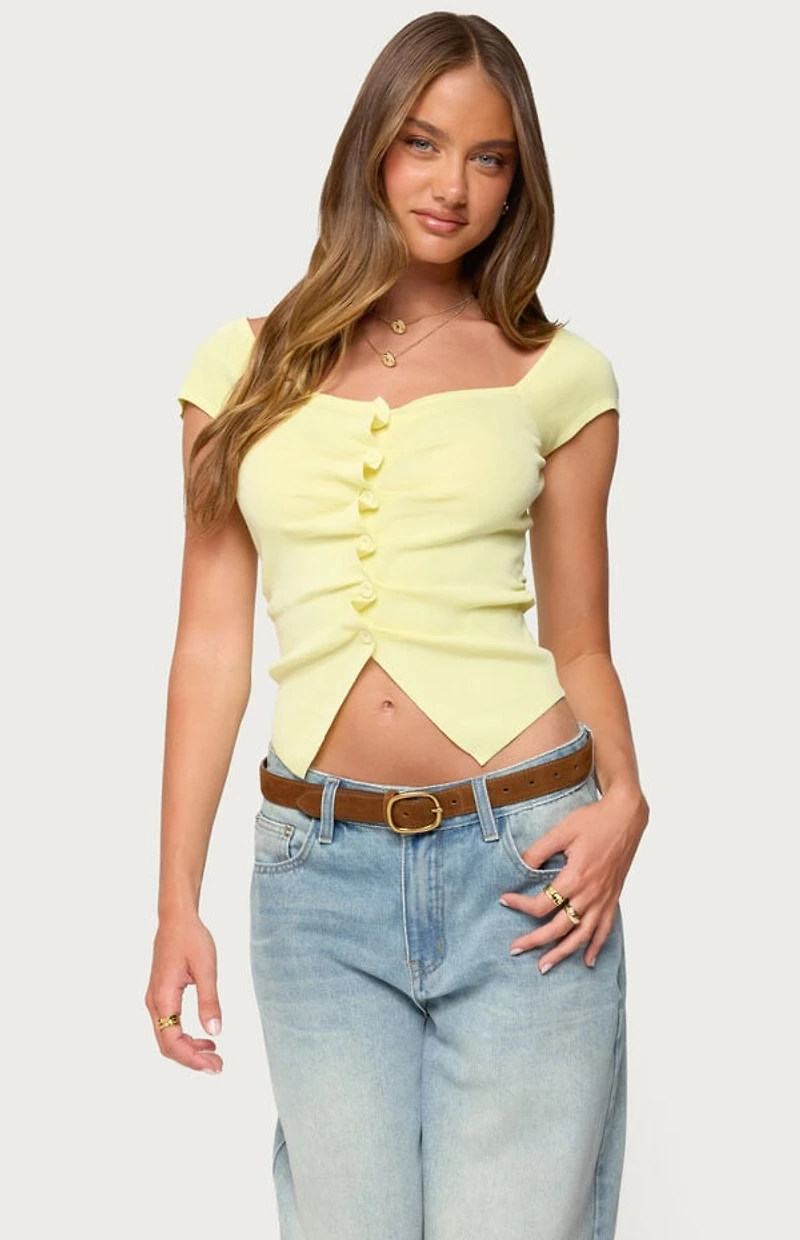 Edikted Lilibet Sweetheart Button Up Top