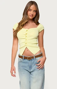 Edikted Lilibet Sweetheart Button Up Top