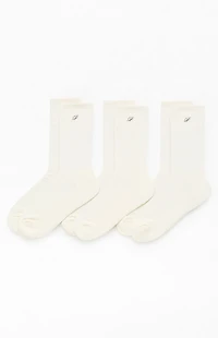 Pacsun 3 Pack White Embroidered Basic Crew Socks