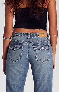 Pacsun Jade Low Rise Bootcut Jeans Button Pocket Medium Indigo