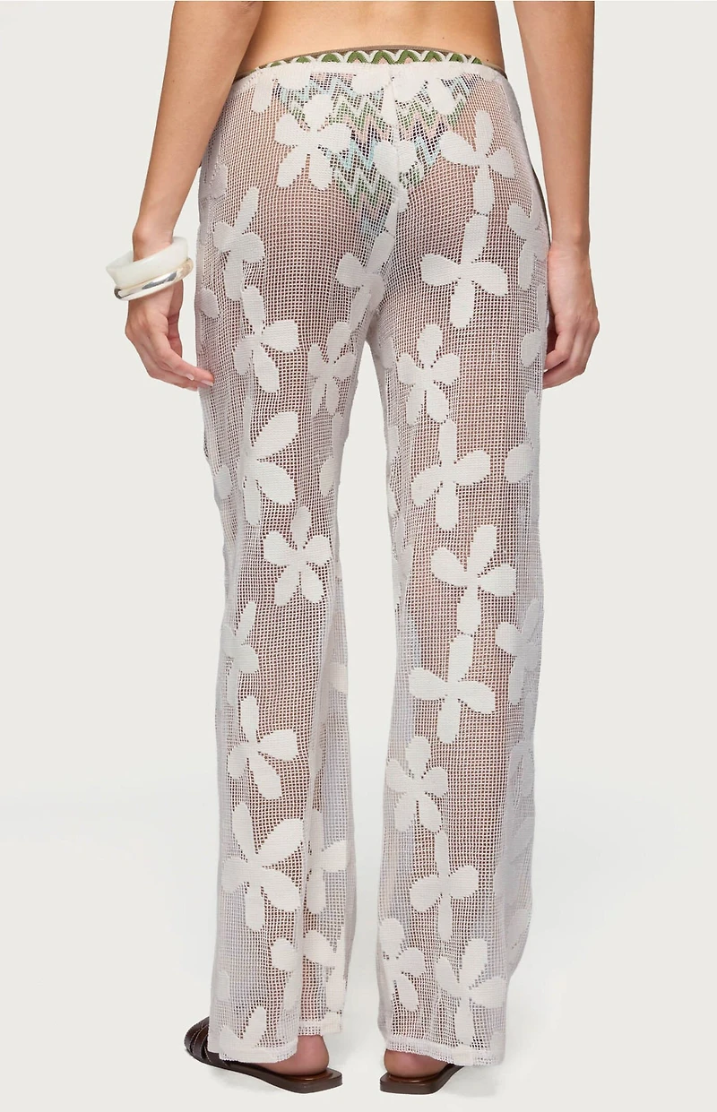 Edikted Candace Floral Texured Sheer Pants