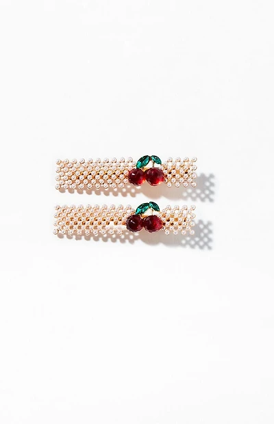 LA Hearts 2 Pack Pearl Cherry Barrettes