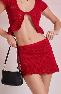 Beverly and Beck Elenah Crochet Drop Waist Mini Skirt