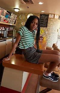 Pacsun Kids Green Striped Ribbed Skimmer T-Shirt