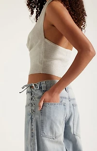 Pacsun Sloane Low Rise Ultra Baggy Jeans Lace-Up Side Light Blue