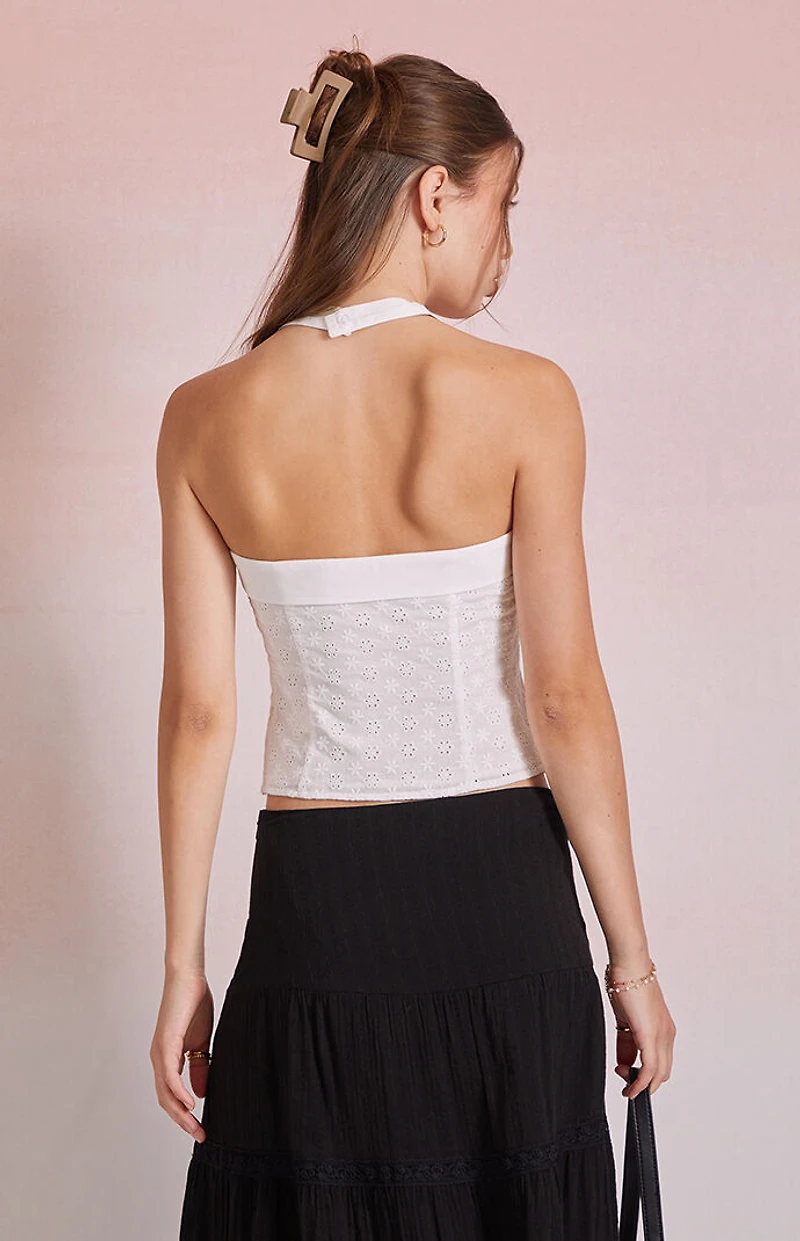 Beverly and Beck Sophia Eyelet Halter Top