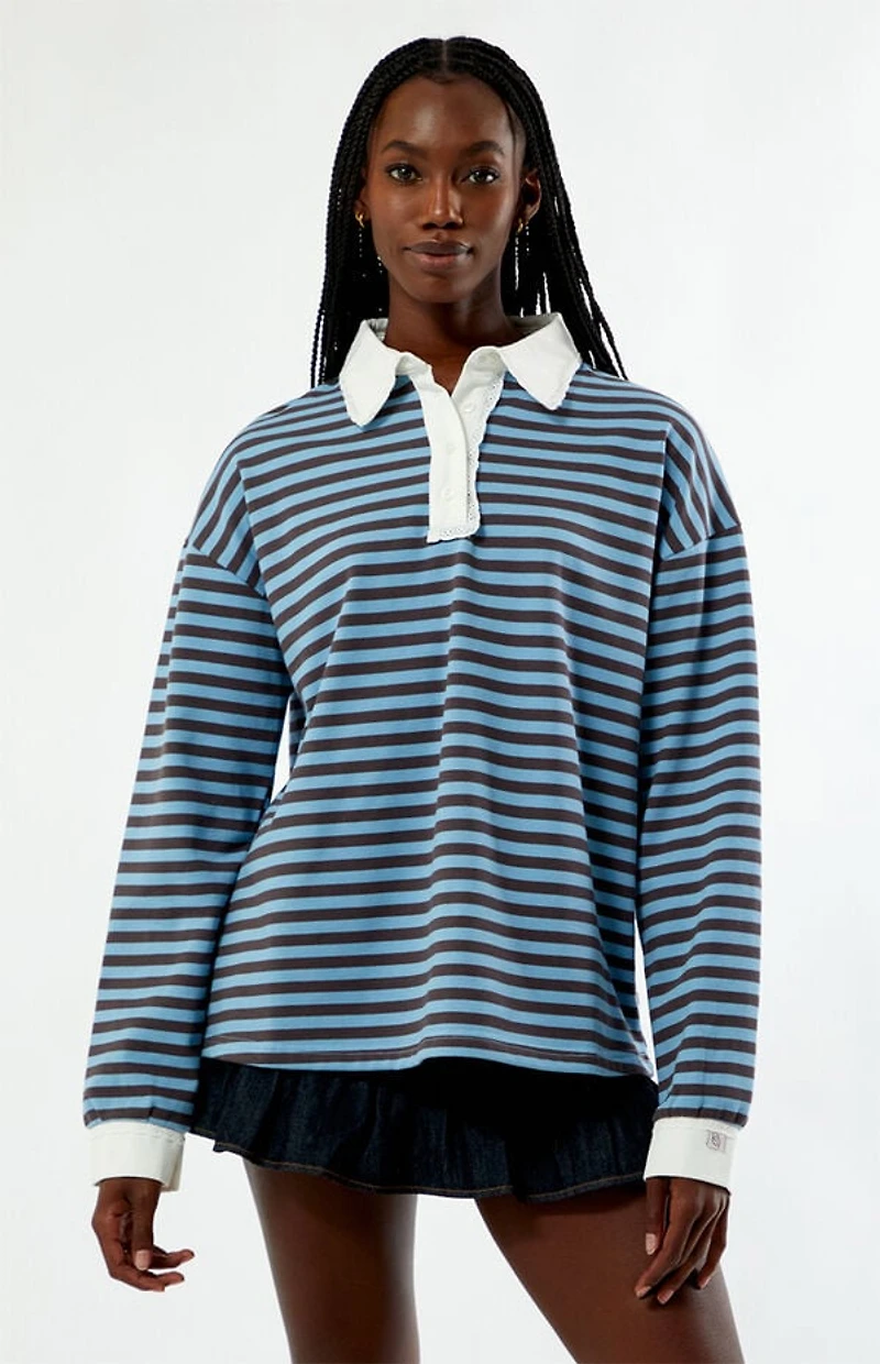 Daisy Street Mona Striped Rugby Long Sleeve Top