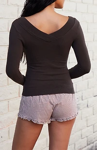 John Galt Gingham Keira Ruffle Pajama Shorts