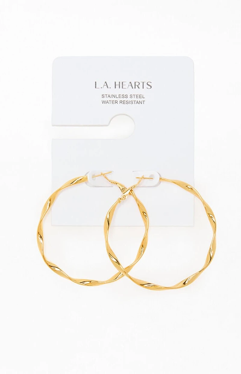 LA Hearts Gold Twisted Hoop Earrings