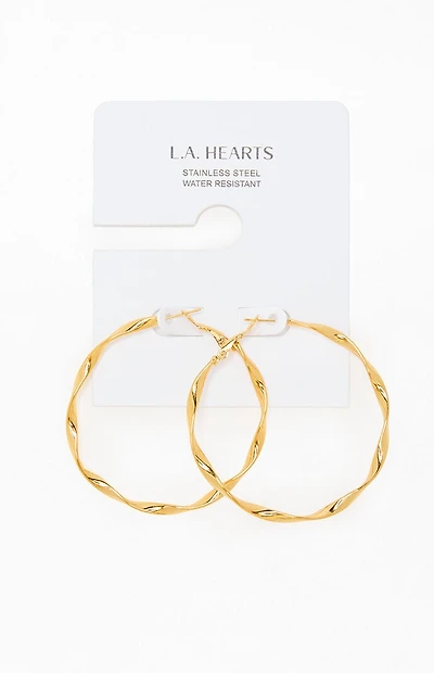 LA Hearts Gold Twisted Hoop Earrings