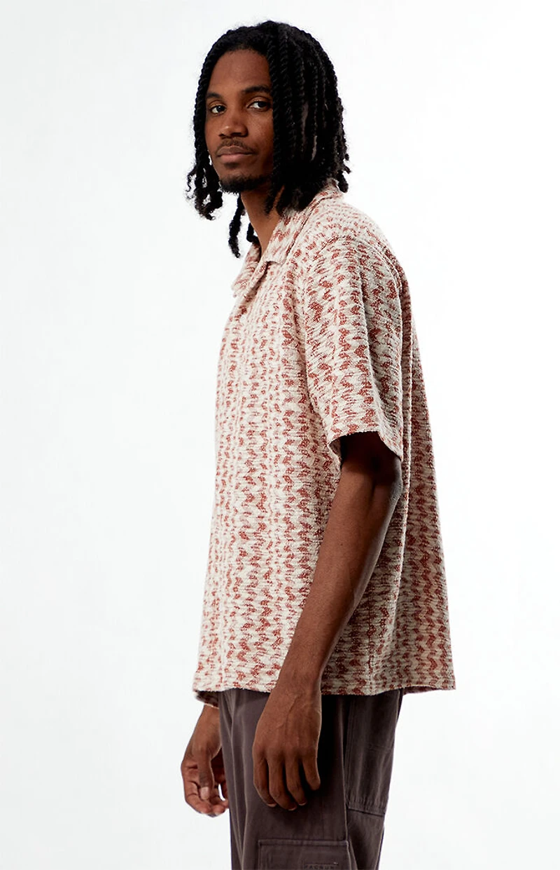 Pacsun Orange Textured Oversized Resort Camp Shirt