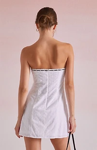 Beverly and Beck Amelia Lace Trim Eyelet Strapless Mini Dress