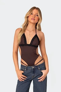 Edikted Strappy Lace Trim Bodysuit