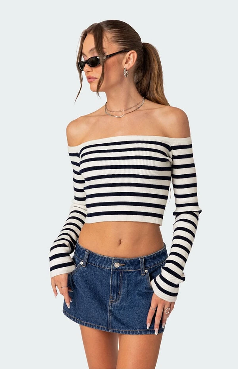 Edikted Miranda Off Shoulder Knit Top