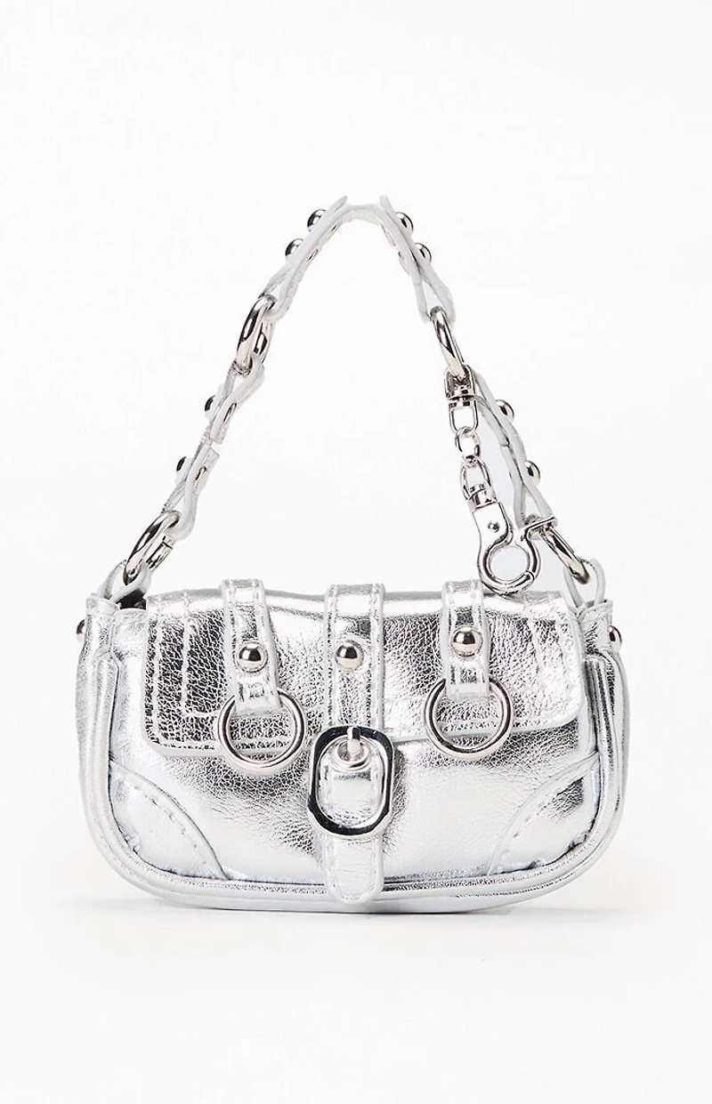 Pacsun Silver Faux Leather Mini Buckle Bag