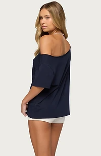 Edikted Hawaiian Babe Off Shoulder T-Shirt