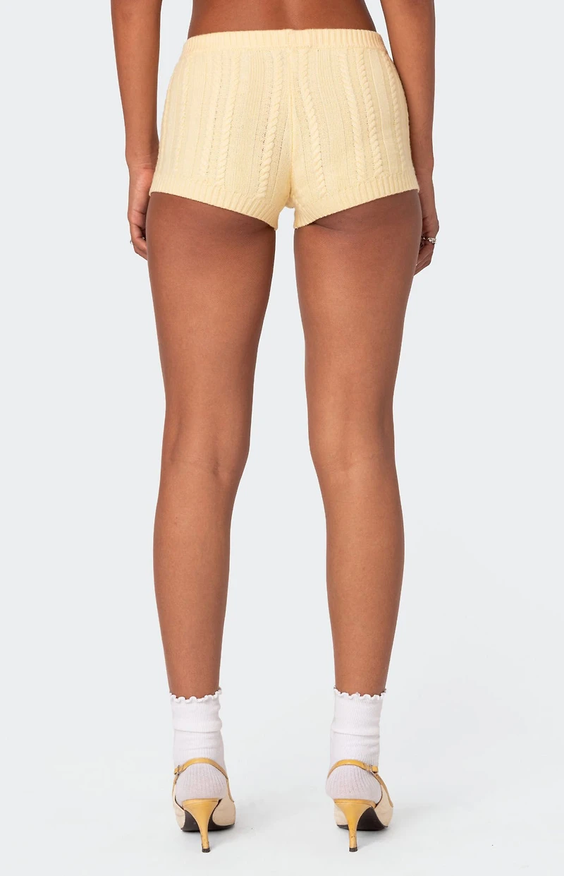Edikted Raegan Cable Knit Shorts