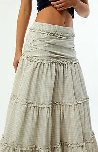 Daisy Street Dew Grid Print Maxi Skirt