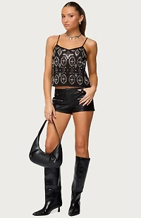 Edikted Labella Faux Leather Micro Shorts