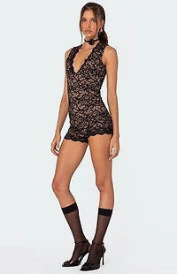 Edikted Melodie V-Neck Lace Romper