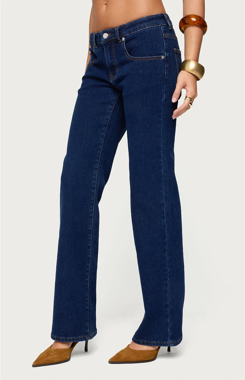 Edikted Jemima Contrast Stitch Low Rise Jeans
