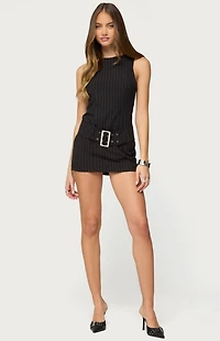 Edikted Sharone Belted Pinstripe Romper