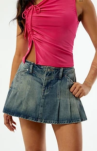 Playboy By PacSun Pleated Denim Mini Skort