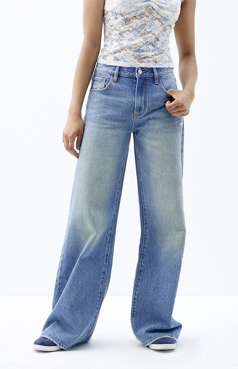 Pacsun Lena Low Rise Super Baggy Jeans Ripped Medium Indigo