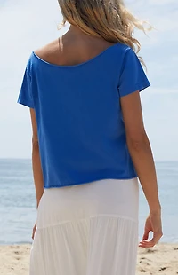 John Galt Electric Blue Robyn Italia Short Sleeve Off-The-Shoulder Top