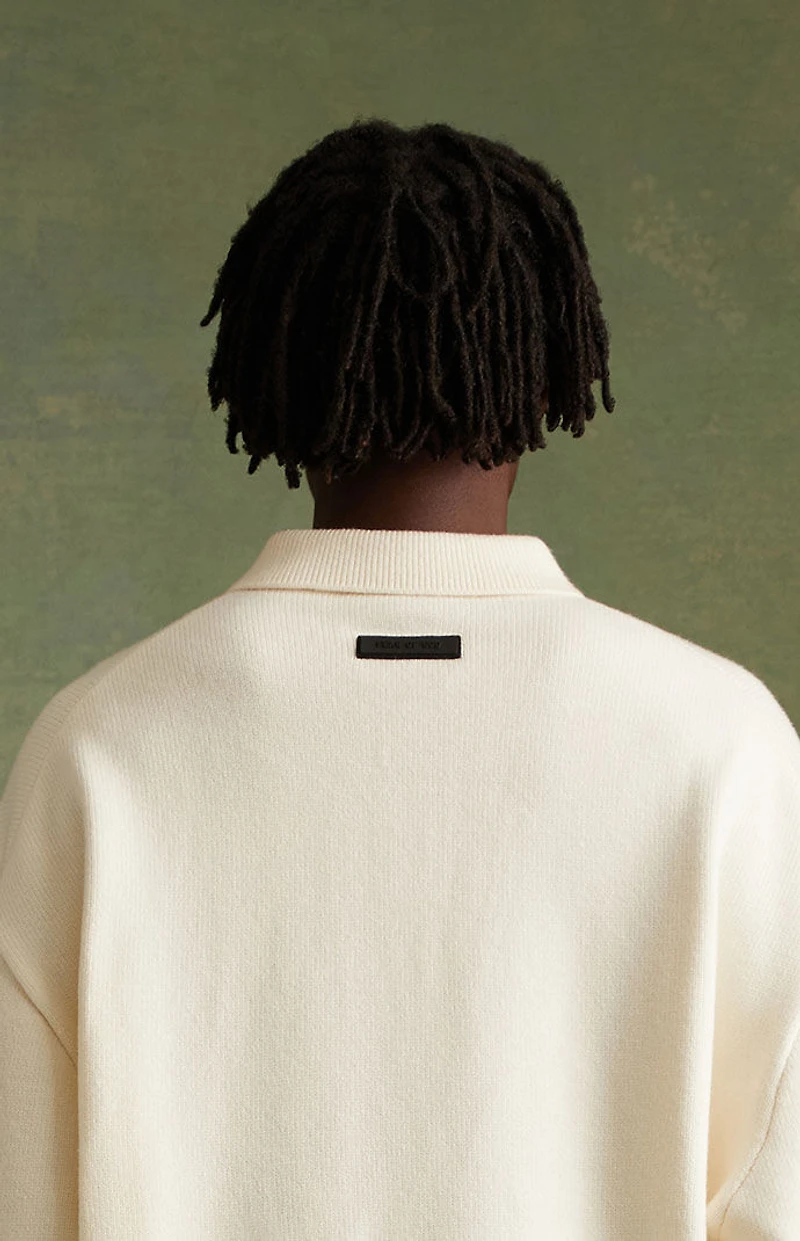 Fear of God ESSENTIALS Cloud Dancer Knit Polo Sweater