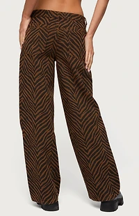 Edikted Zebra Print Low Rise Baggy Jeans