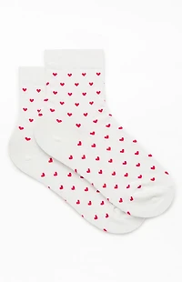 John Galt White & Red Heart Crew Socks