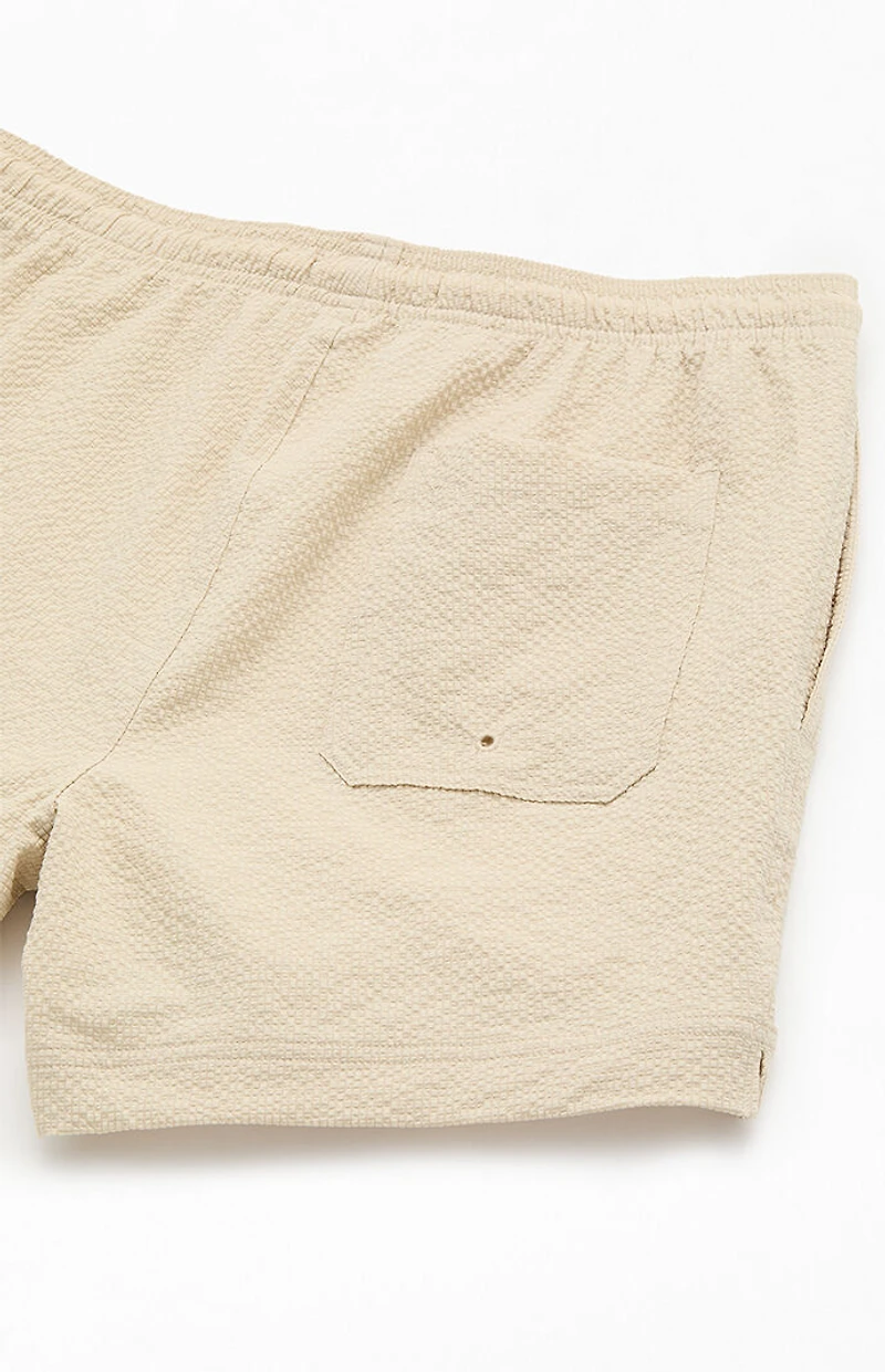 Pacsun Tan Sail Seersucker 4.5" Swim Trunks