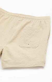 Pacsun Tan Sail Seersucker 4.5" Swim Trunks